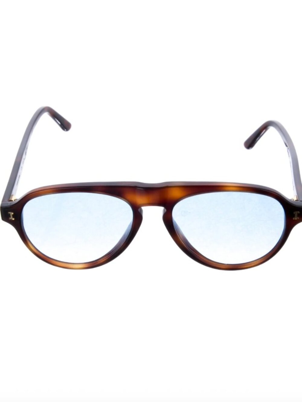 Illesteva Classic Aviator Sunglasses - Brown Tortoiseshell with Blue Gradient Le